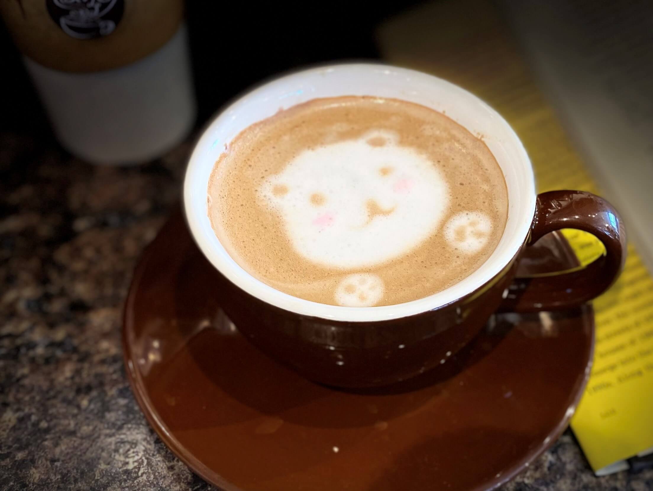 cute latte art of a bear
